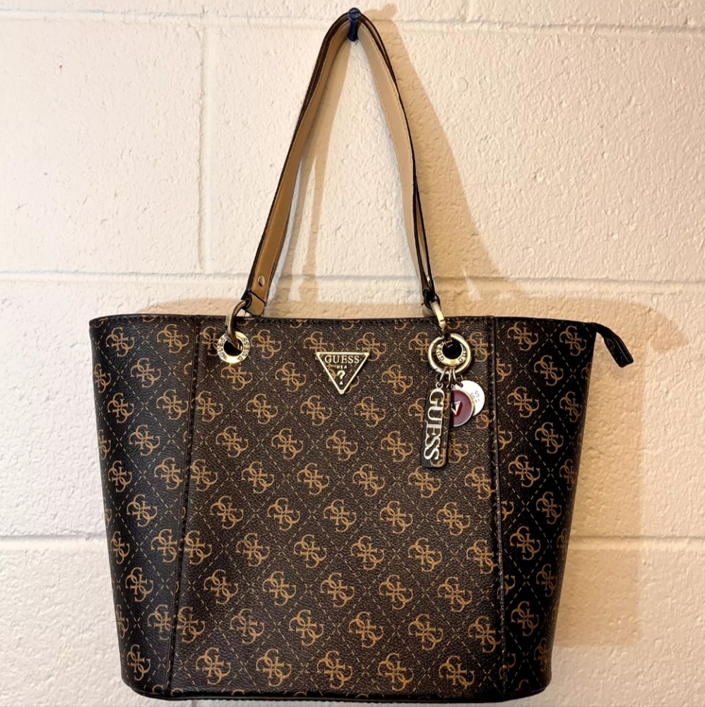 GUESS Brown noelle logo elite tote bag